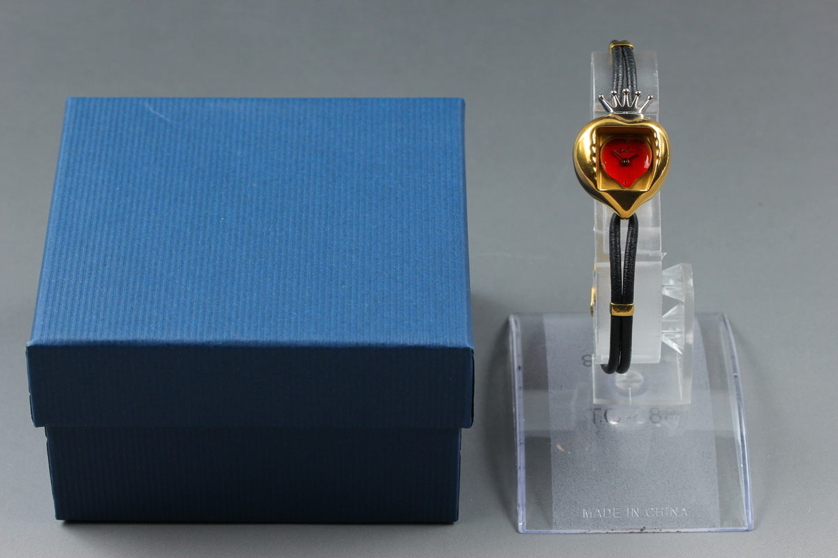 Salvador Dali Royal Heart 19mm Gold Red Dial Women's Quartz Watch JAPAN