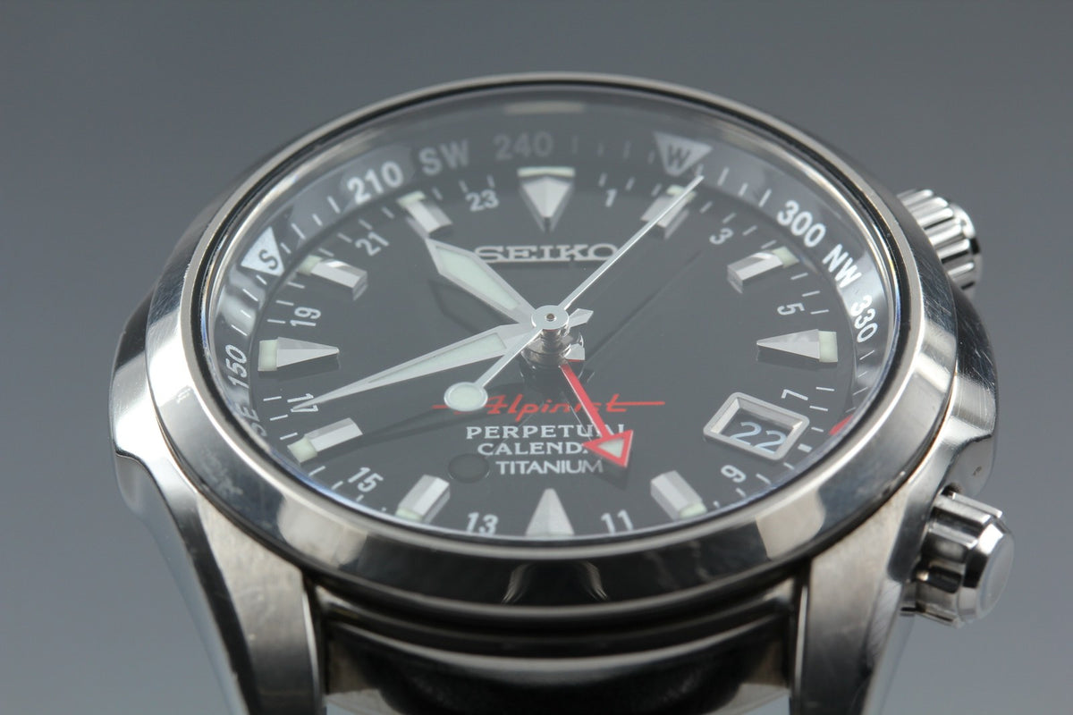 SEIKO Alpinist 8F56-00D0 SBCJ019 Perpetual Calendar Titanium Men's Watch JAPAN