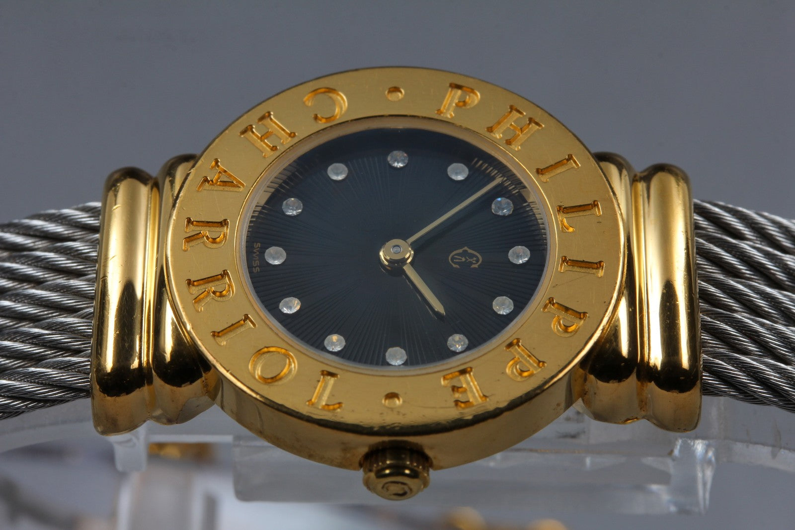 PHILIPPE CHARRIOL St.Tropez Black Dial 12 Stones 28.8.1329 24mm Qz Women's Watch