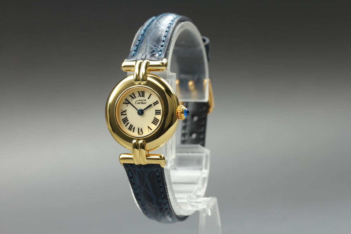 Cartier Must Colisee Vermeil 590002 Blue Gold Women's Quartz Watch Vintage [Box]