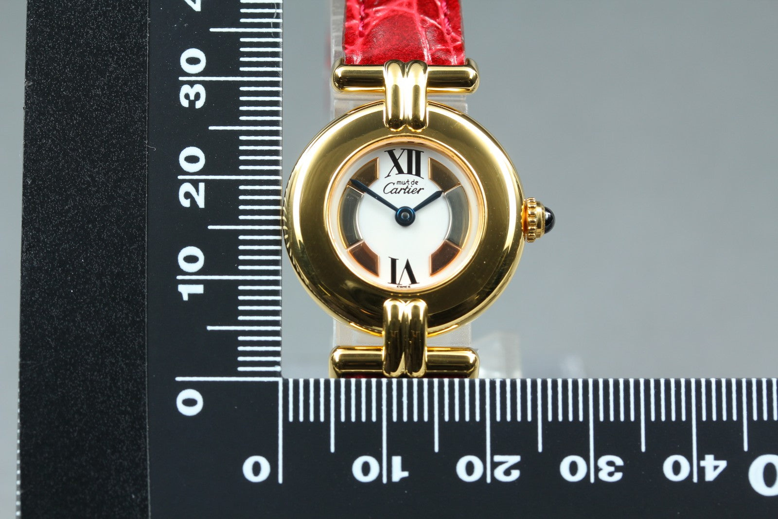 Vintage Cartier Must Colisee Vermeil 590002 Red Women's Quartz Watch [Pouch]