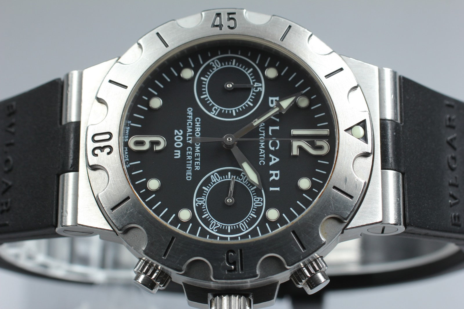 Exc+5* BVLGARI Diagono Scuba SCB38S Automatic Black Men's Watch 38mm From JAPAN