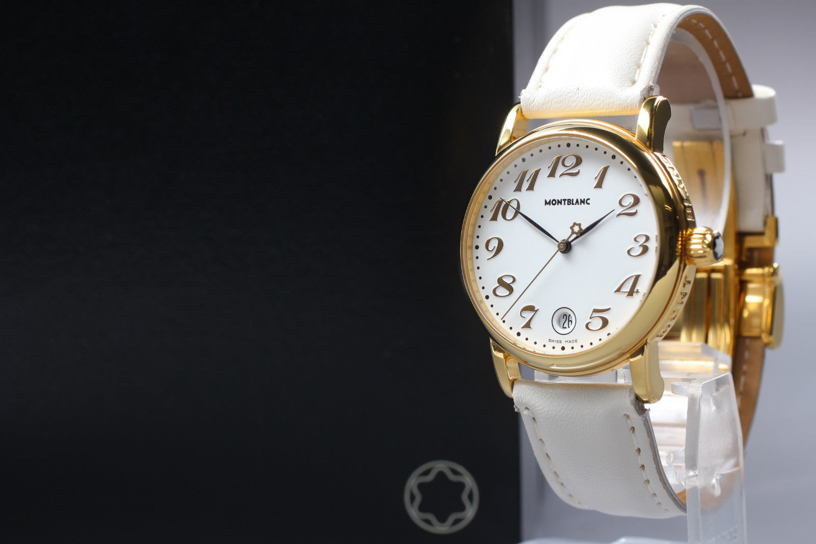 [N MINT- Box] Montblanc Meisterstuck 7002 Gold White 35mm Men's Quartz Watch