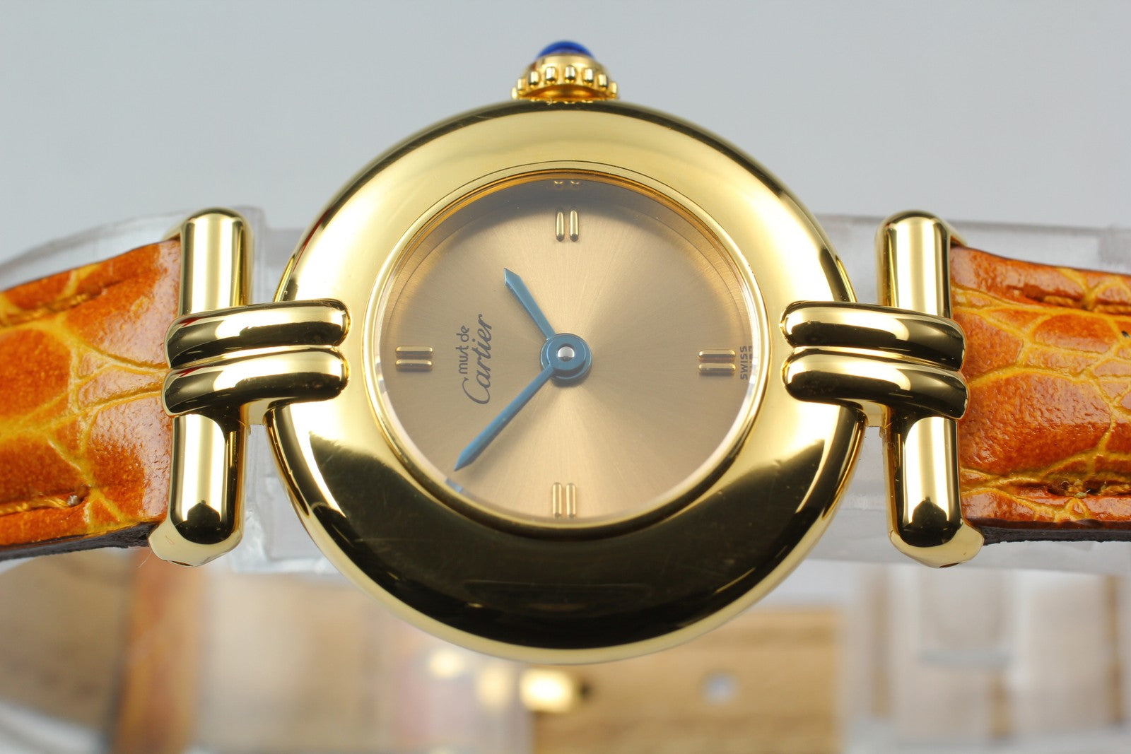 Vintage Cartier Must Colisee Vermeil 590002 Gold Dial Women's Qz Watch [Pouch]