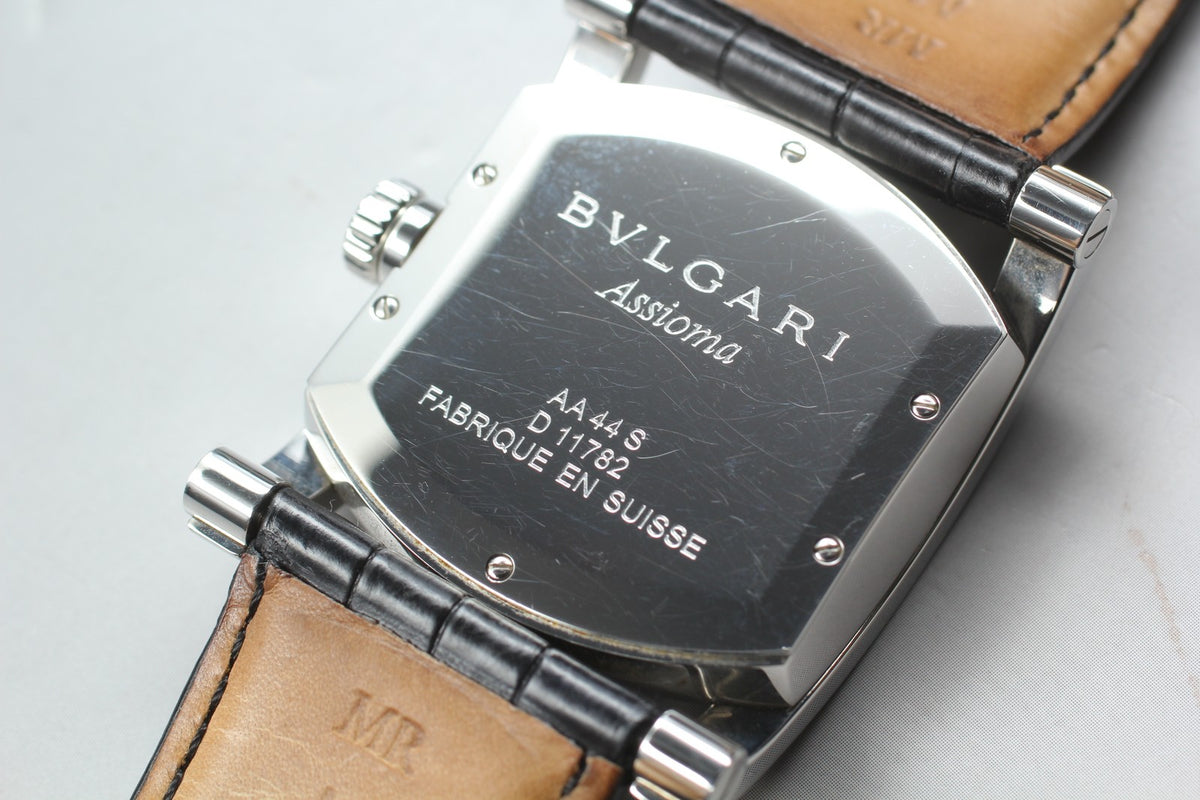 BVLGARI Assioma AA44S Black Dial Automatic Date Men's Watch 34mm From JAPAN Box