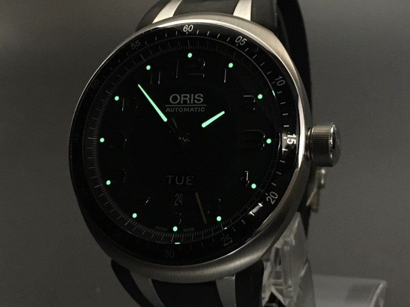 ORIS TT3 7589 Day Date Titanium Green Dial Black 44mm Automatic Men's Watch