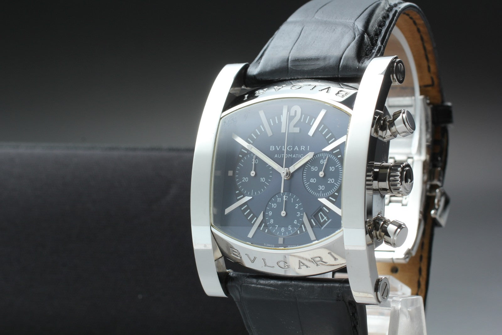 BVLGARI Assioma AA48SCH Automatic Chronograph Black Men's Watch 38mm From JAPAN