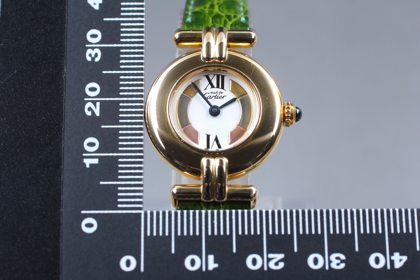 Vintage [Exc+5] Cartier Must Colisee Vermeil 590002 Green Women's Quartz Watch