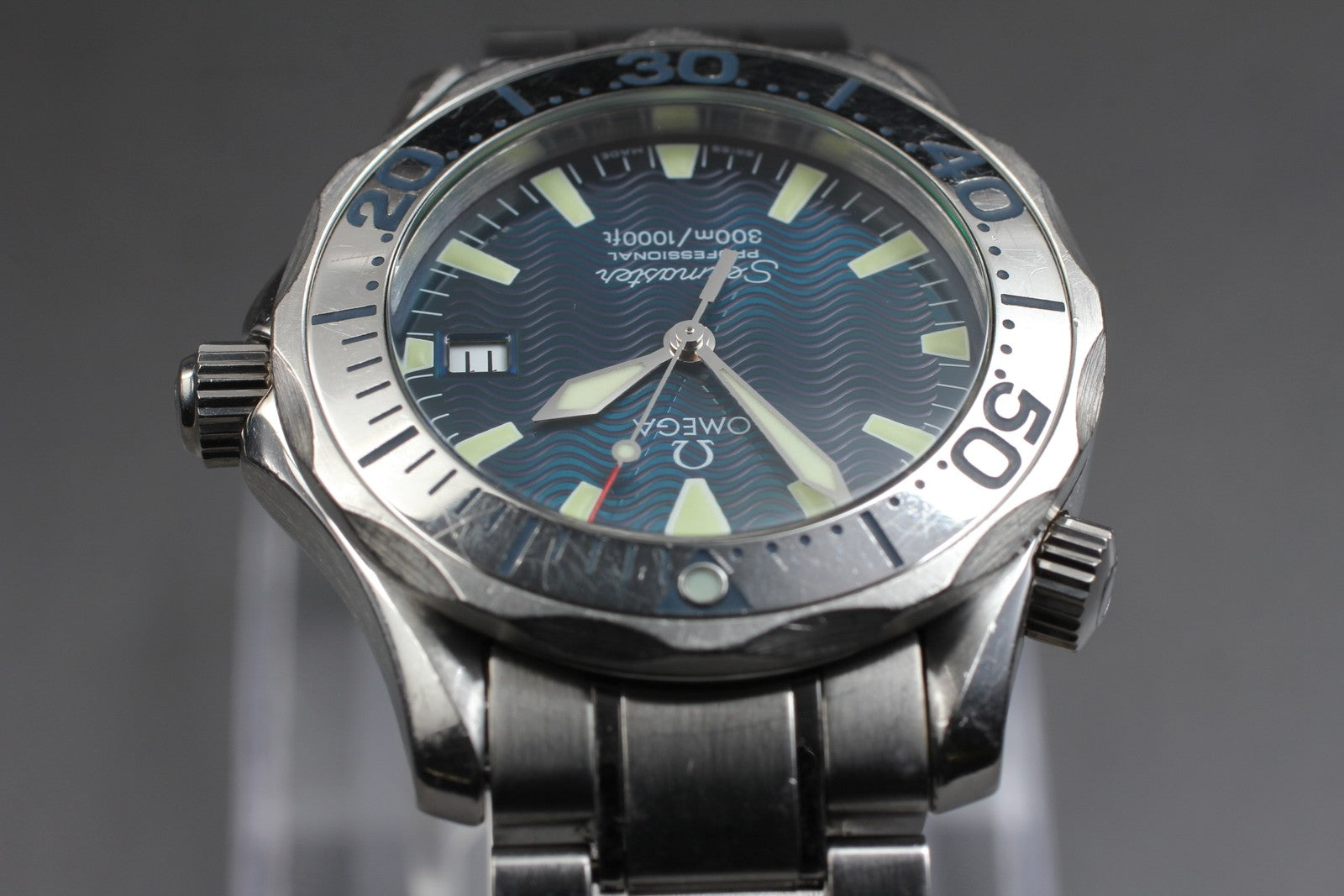 [Exc+5] OMEGA Seamaster 300M 2263.80 Blue Dial Quartz 36mm Men's Watch JAPAN