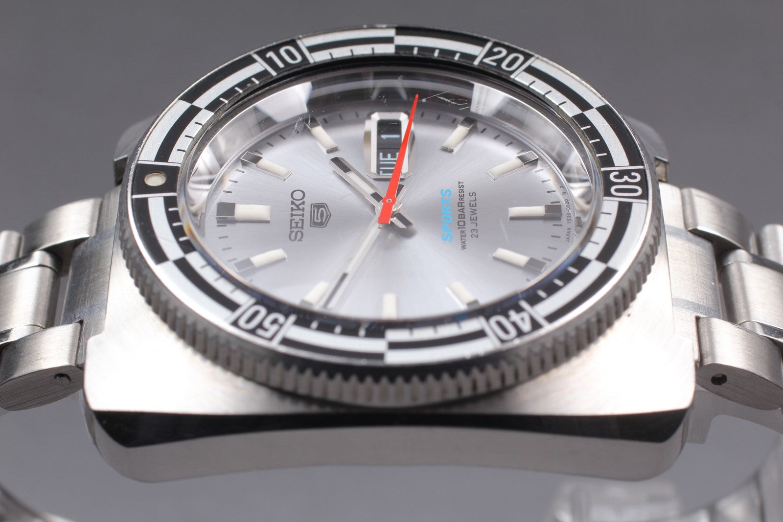 Exc+4 SEIKO 5 Sports 7S36-0070 Silver Dial Rally Diver Analog Men’s Watch JAPAN