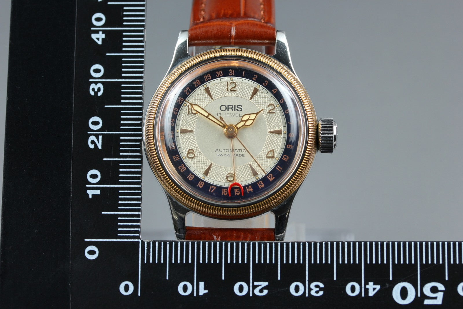 Vintage ORIS Big Crown Pointer Date 7400B Automatic Cream Men's Watch 32mm JAPAN