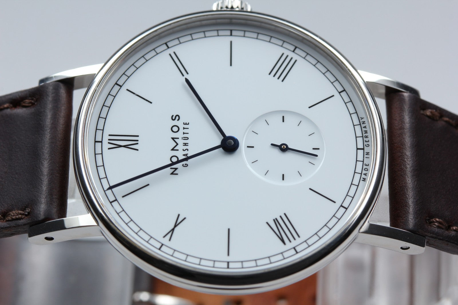 NOMOS GLASHÜTTE Ludwig 38 Small Second Manual Wind White Brown Men's Watch [Box]