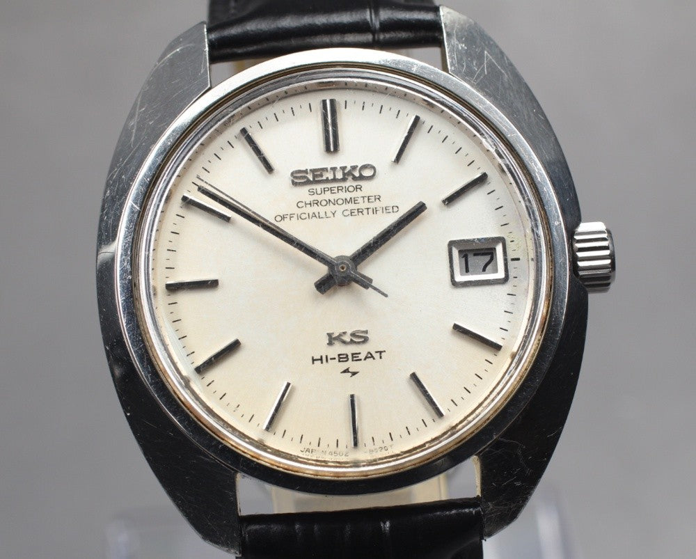 Vintage Exc+4 KING SEIKO HI-BEAT 4502-8010 Silver Hand-winding Men's Watch JAPAN