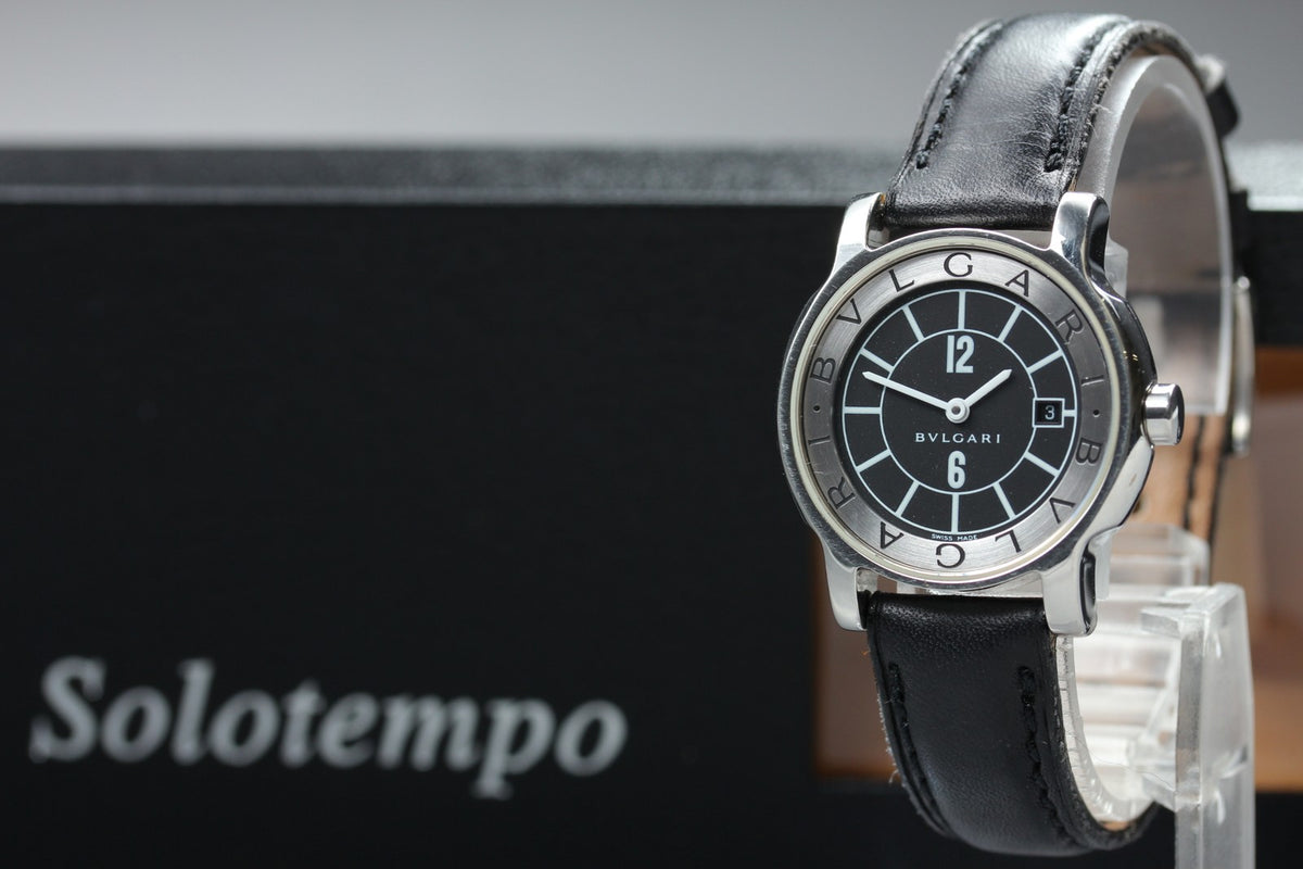 New Batt BVLGARI Solotempo ST29S Quartz Black Women's Watch 29mm JAPAN Box