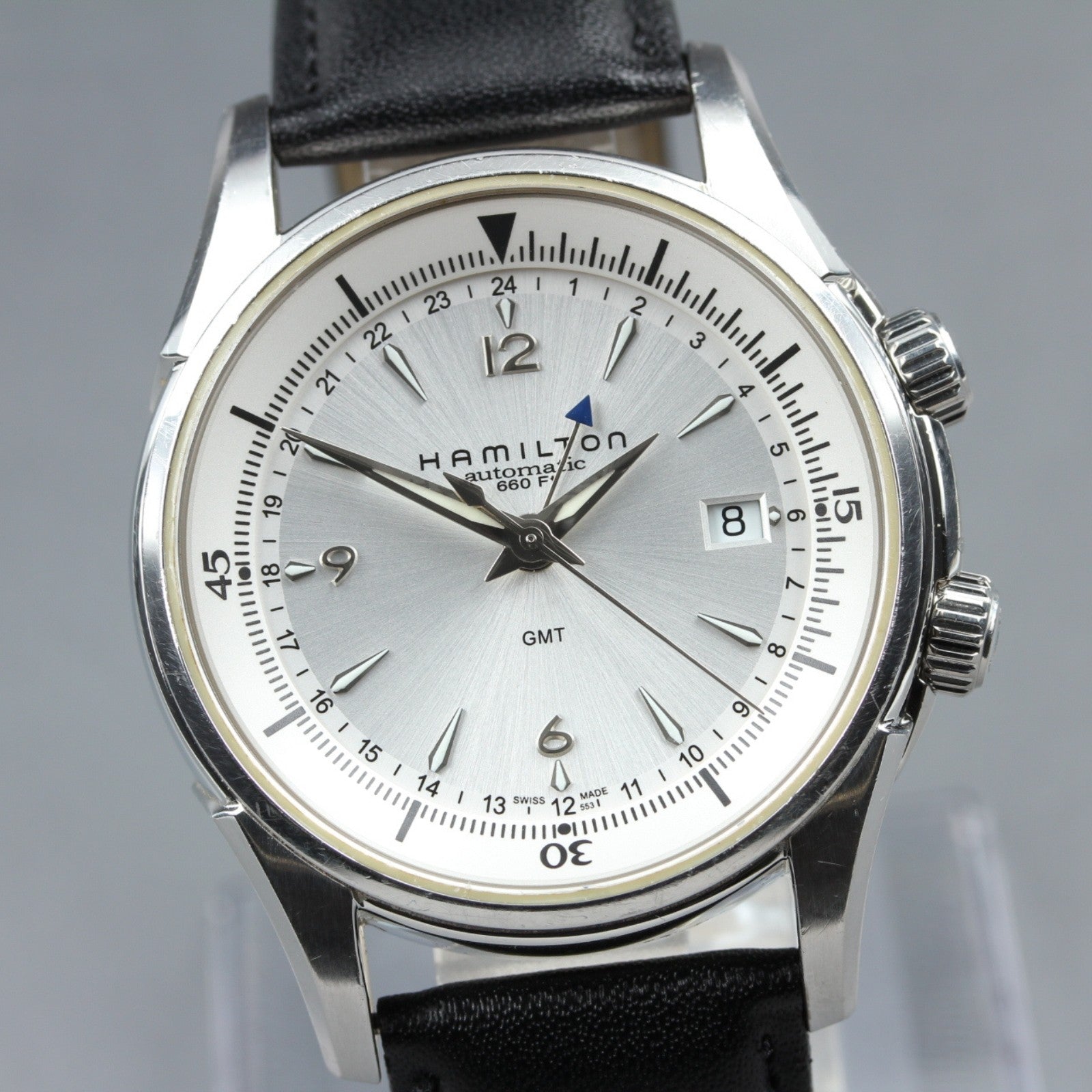 overhauled HAMILTON Jazzmaster Traveler H326250 Silver Men's Date Automatic GMT