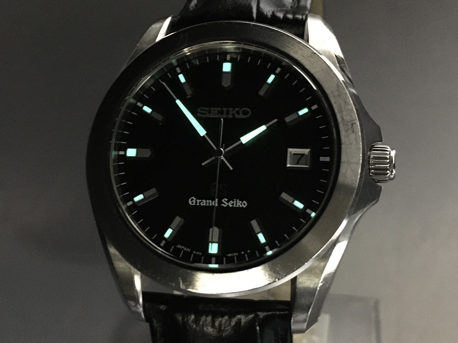 [Exc+5] Grand SEIKO GS 8J56-8020 SBGF021 Black Date Men's Quartz Watch JAPAN