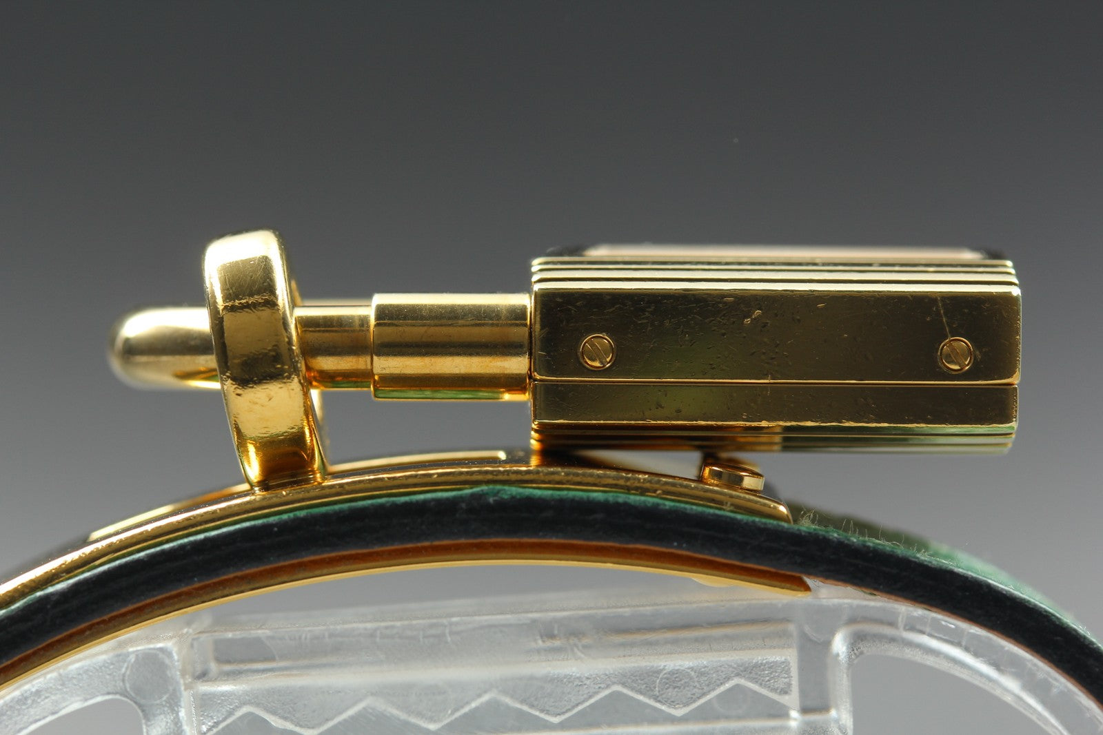 Vintage [Exc+5 Box] HERMES Kelly Watch Gold Green Woman's Quartz Watch JAPAN