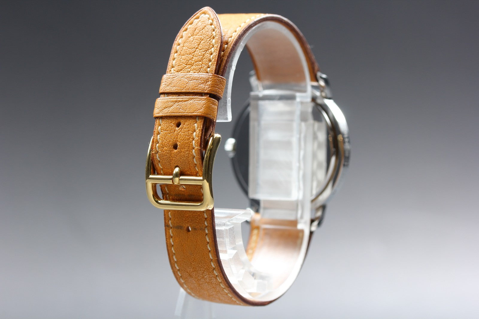 Vintage Hermes Clipper 34mm White Dial Brown Date Unisex Watch Quartz  [w/Box]