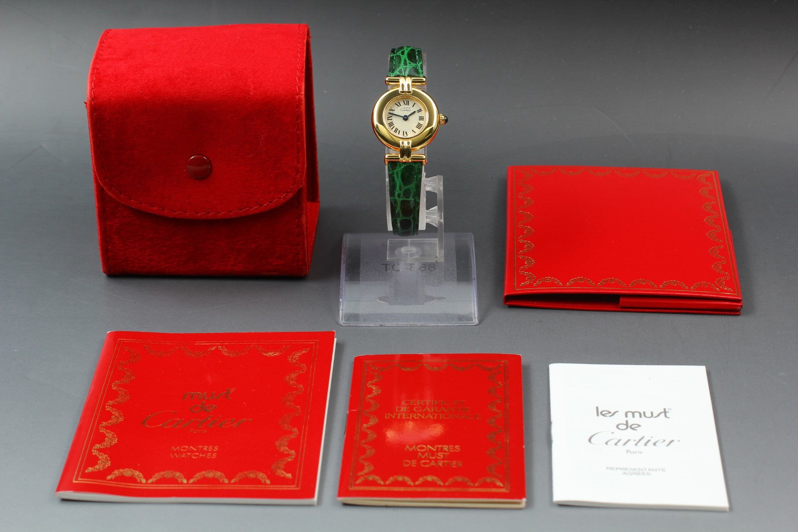 Vintage [Near MINT- Pouch] Cartier Must Colisee Vermeil 1902 Women's Qz Watch