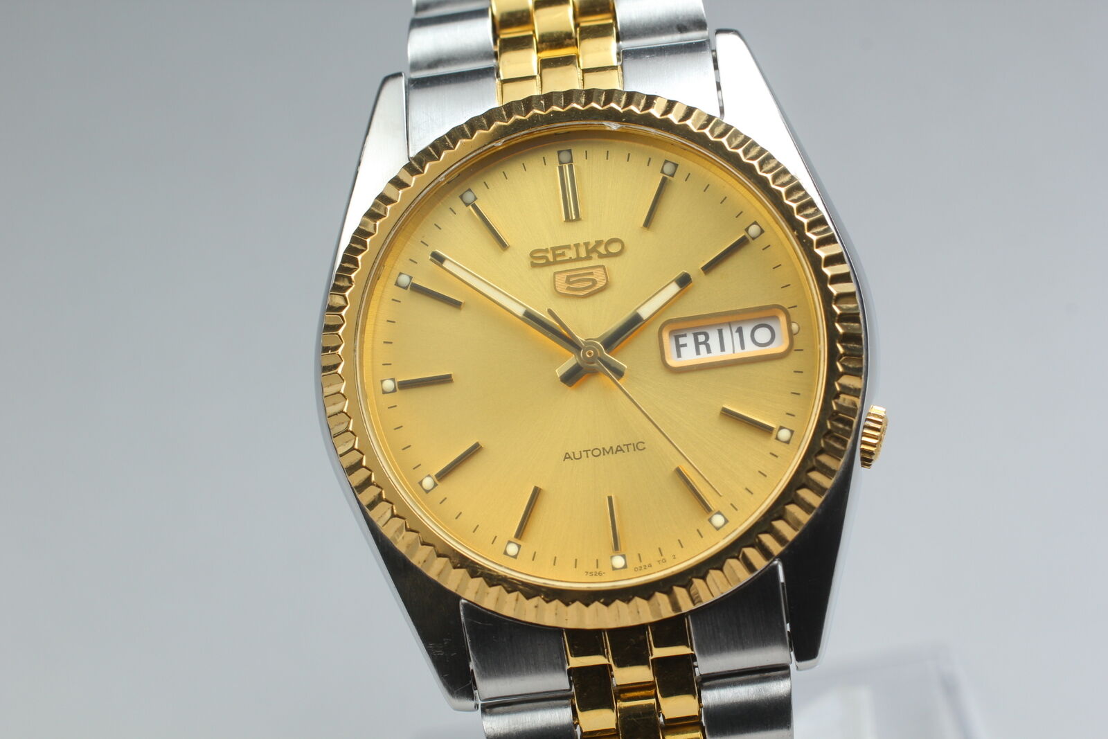 [Exc+5] SEIKO 5 7S26-0500 SNXJ92 Gold Dial AT Day Date 21J Men's Watch JAPAN