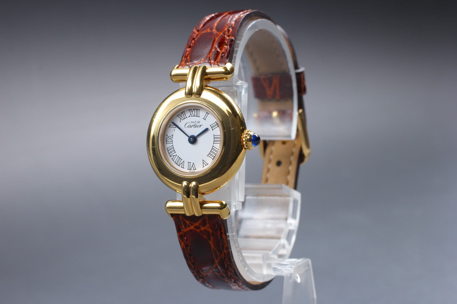 Vintage[Exc+5] Cartier Must Colisee Vermeil 2410 Brown Gold Women's Quartz Watch