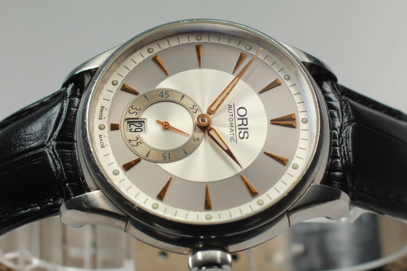 Exc+5* ORIS Artelier 7582 Small Second Date Silver Dial Automatic Watch 40mm JP