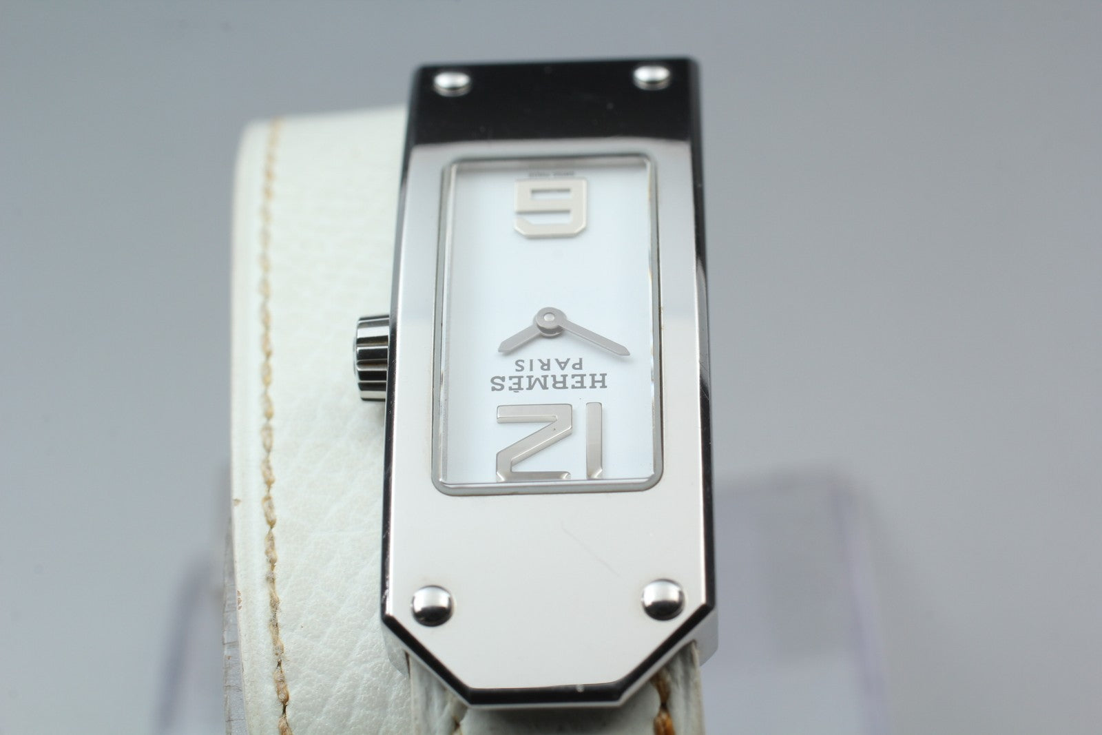 HERMES Kelly 2 Double Tour KT1.210 White 15mm "I" Quartz Women's Watch [w /Box]