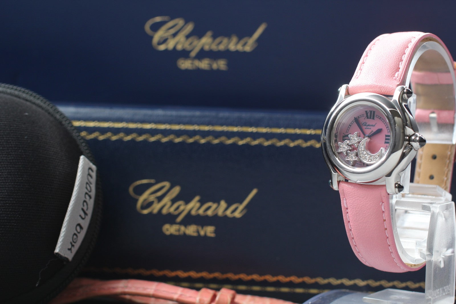 Chopard Happy Sport 27/8245-23 Moon Star Pink Diamond Quartz Women’s Watch [Box]