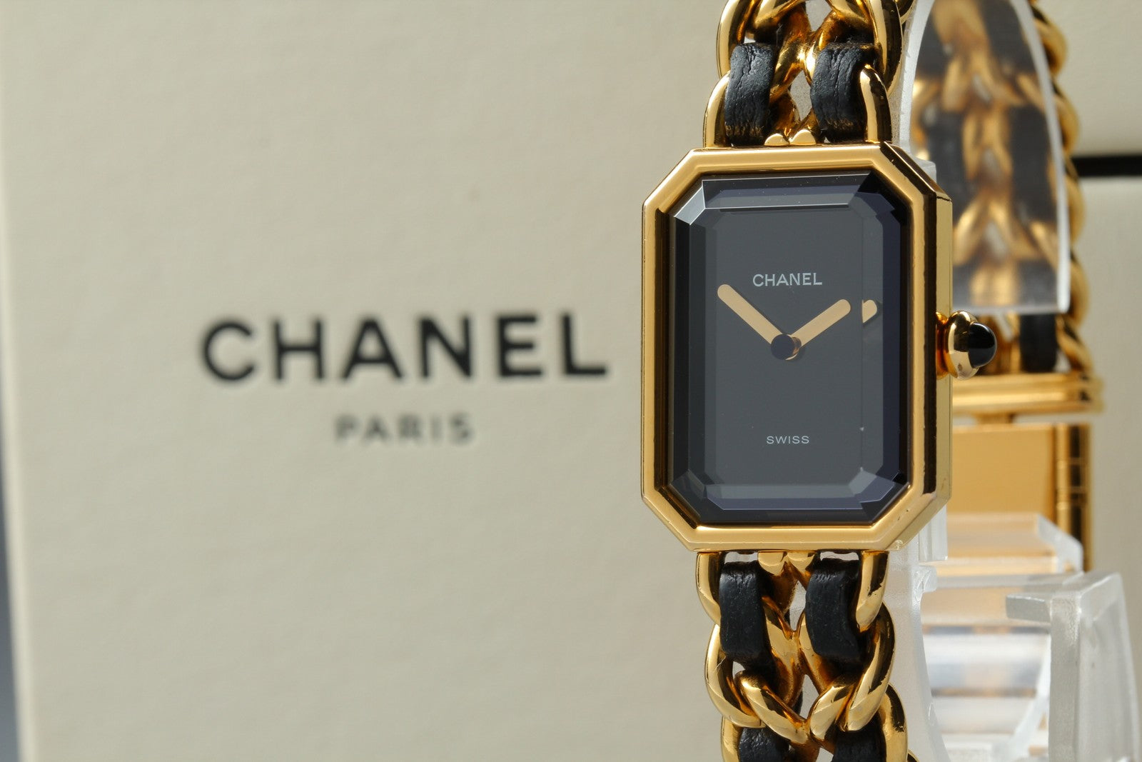 [Overhauled] CHANEL Premiere L Size Black Dial Gold 20mm Quartz Womens Watch Box