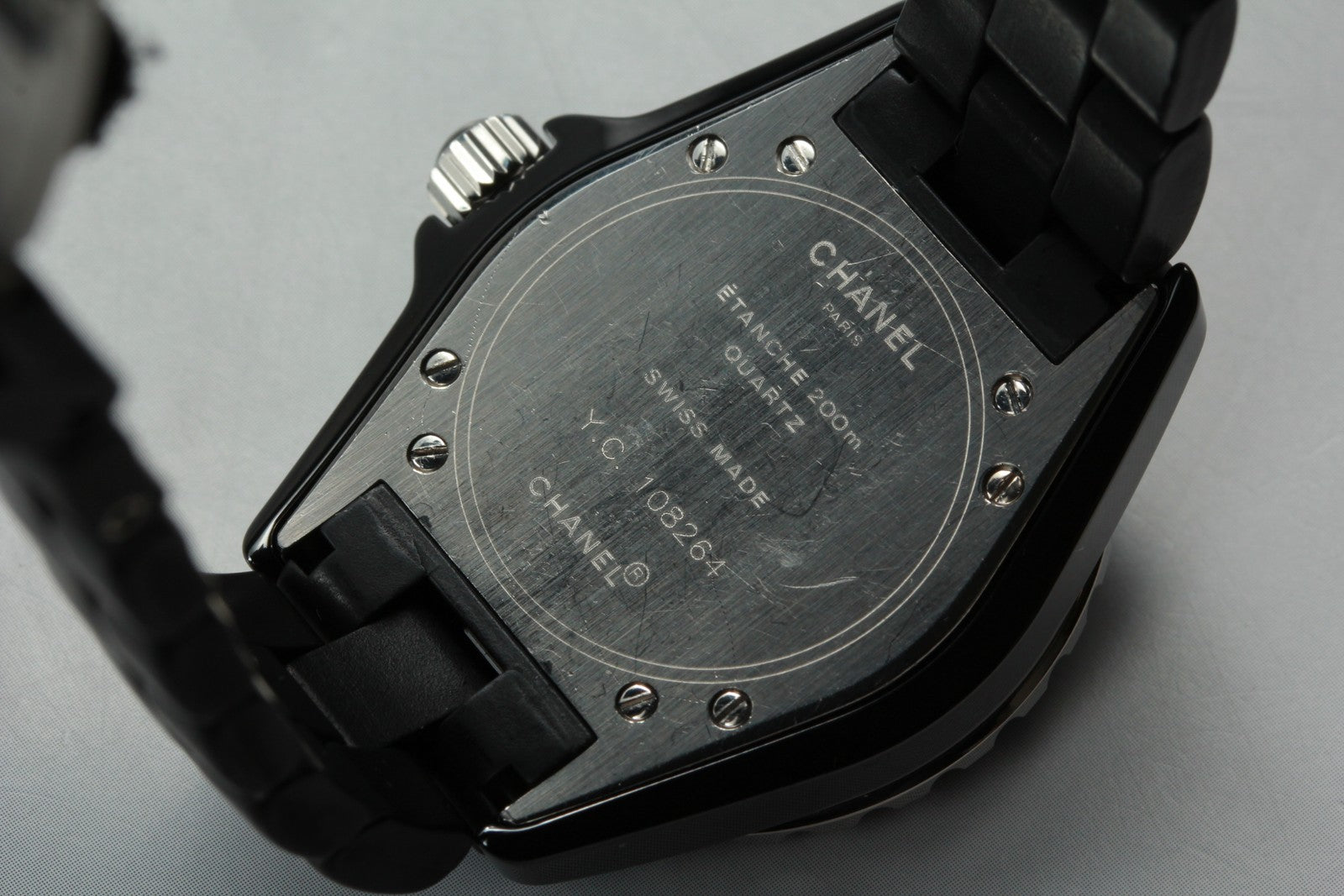 Overhauled Exc+5 Box CHANEL J12 H0681 Black Ceramic Rubber 33mm Qz Women’s Watch
