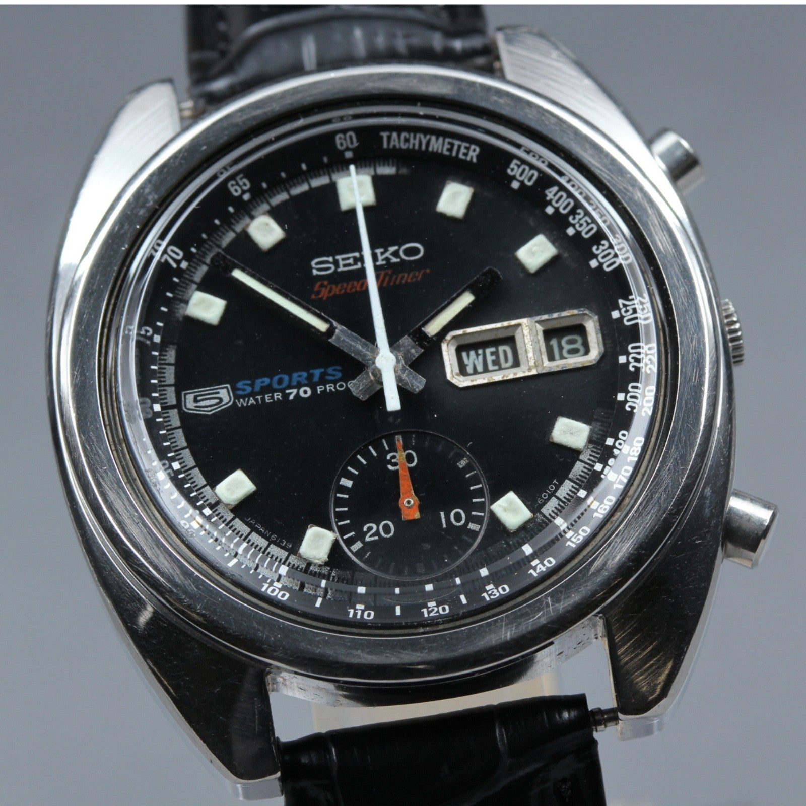 overhauled SEIKO 5 Sports Speed Timer 6139-6010 Automatic Men's Watch 39mm JAPAN