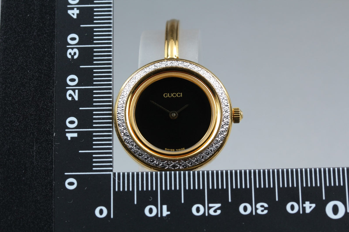 [Overhauled] Gucci Change Bezel 11/12.2 Black Dial Gold Women's Quartz Watch