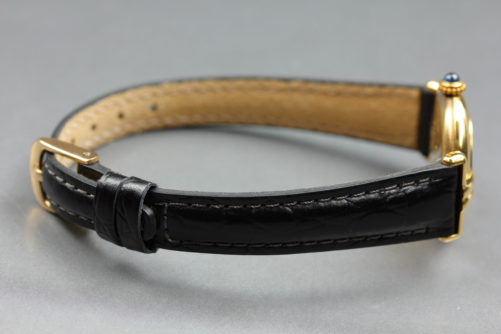 Cartier Must Colisee Vermeil 590002 Black Gold Women's Qz Watch Vintage [Pouch]