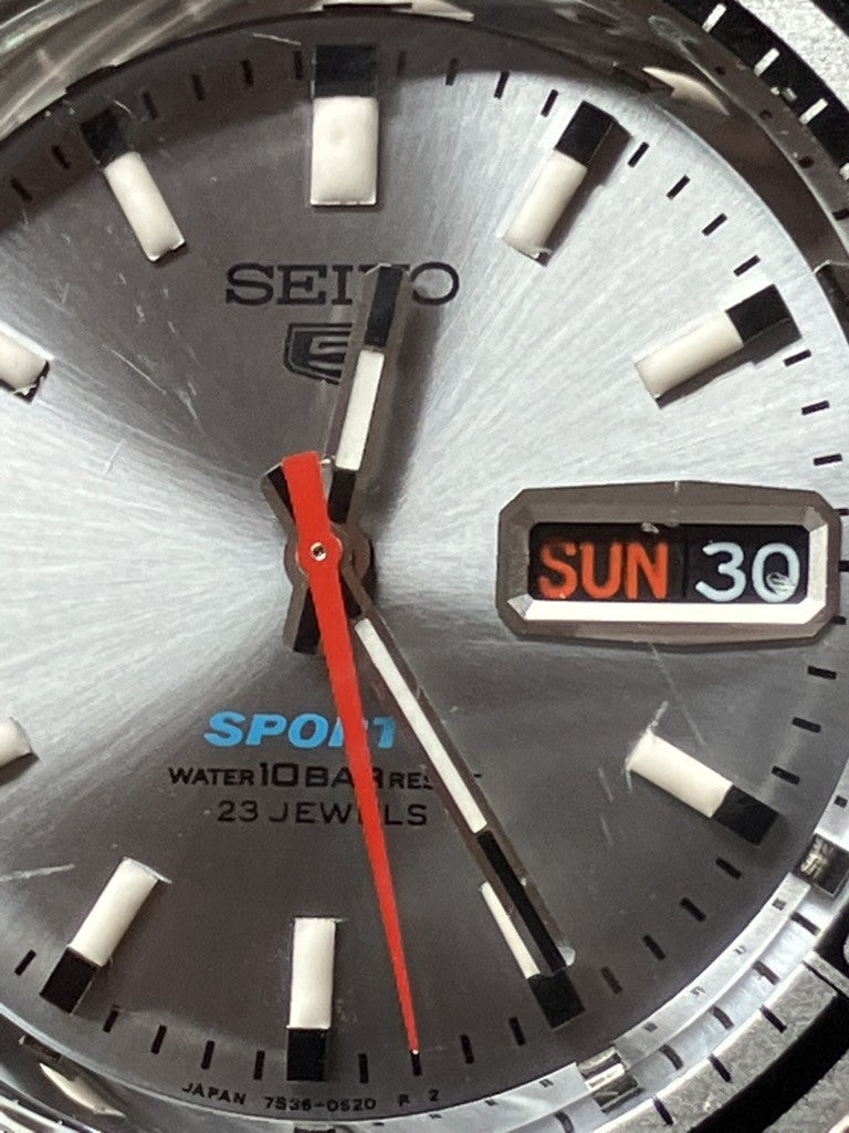 Exc+4 SEIKO 5 Sports 7S36-0070 Silver Dial Rally Diver Analog Men’s Watch JAPAN