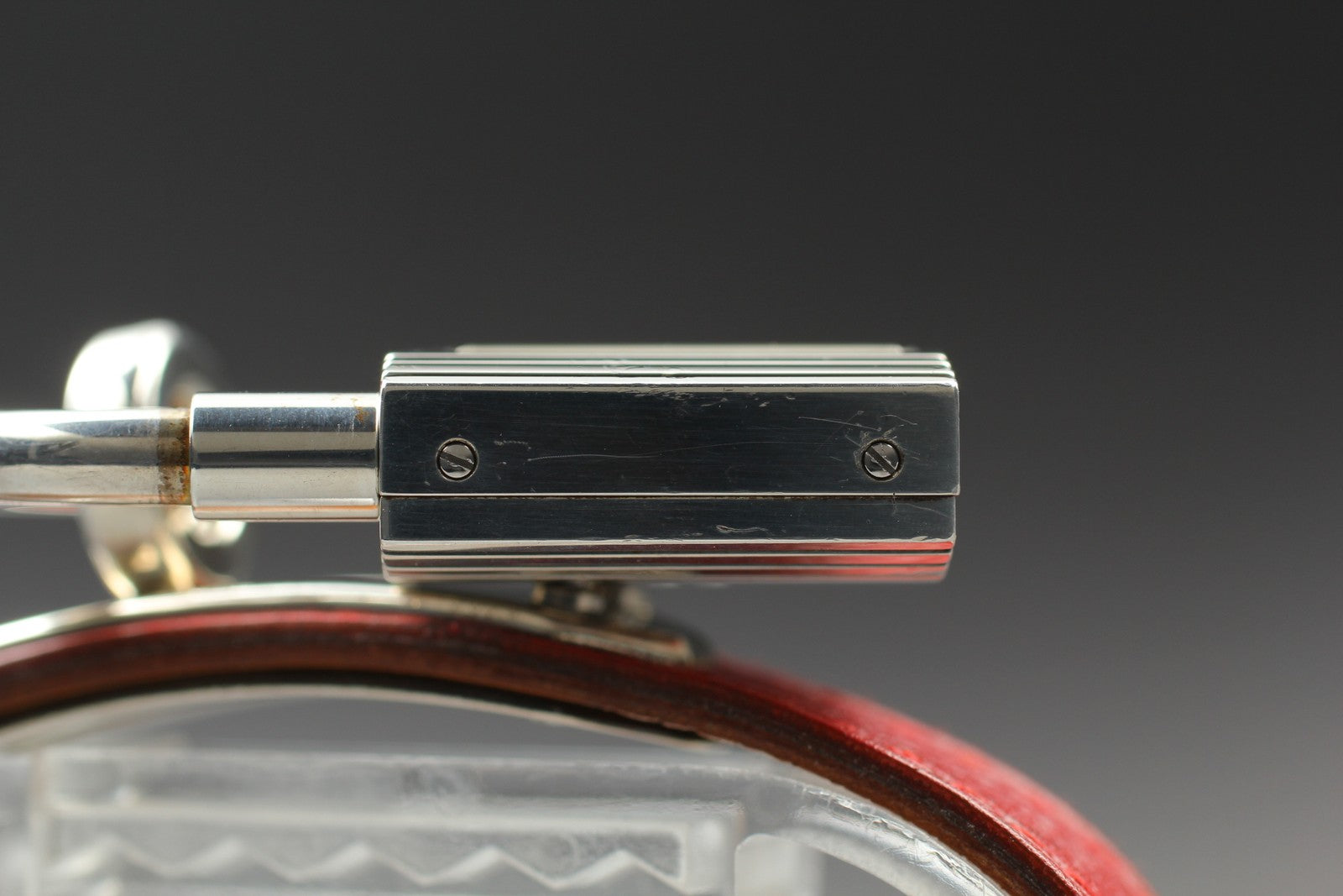 Vintage [Exc+5] HERMES Kelly Watch Silver Red Leather "Y" Woman's Quartz Watch