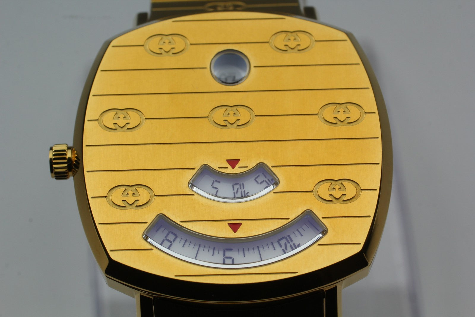[Near MINT Box] GUCCI Grip 157.4 YA157403 34mm Gold GG Man's Quartz Watch