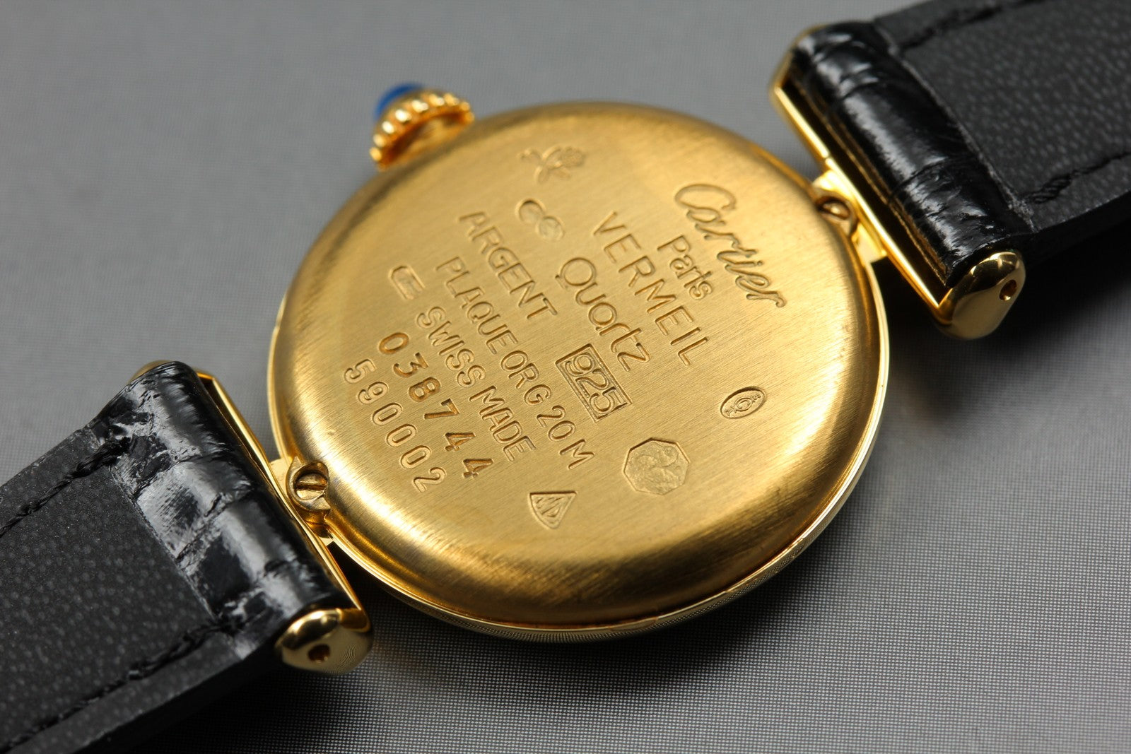 Vintage Cartier Must Colisee Vermeil 590002 Black Gold Women's Quartz Watch