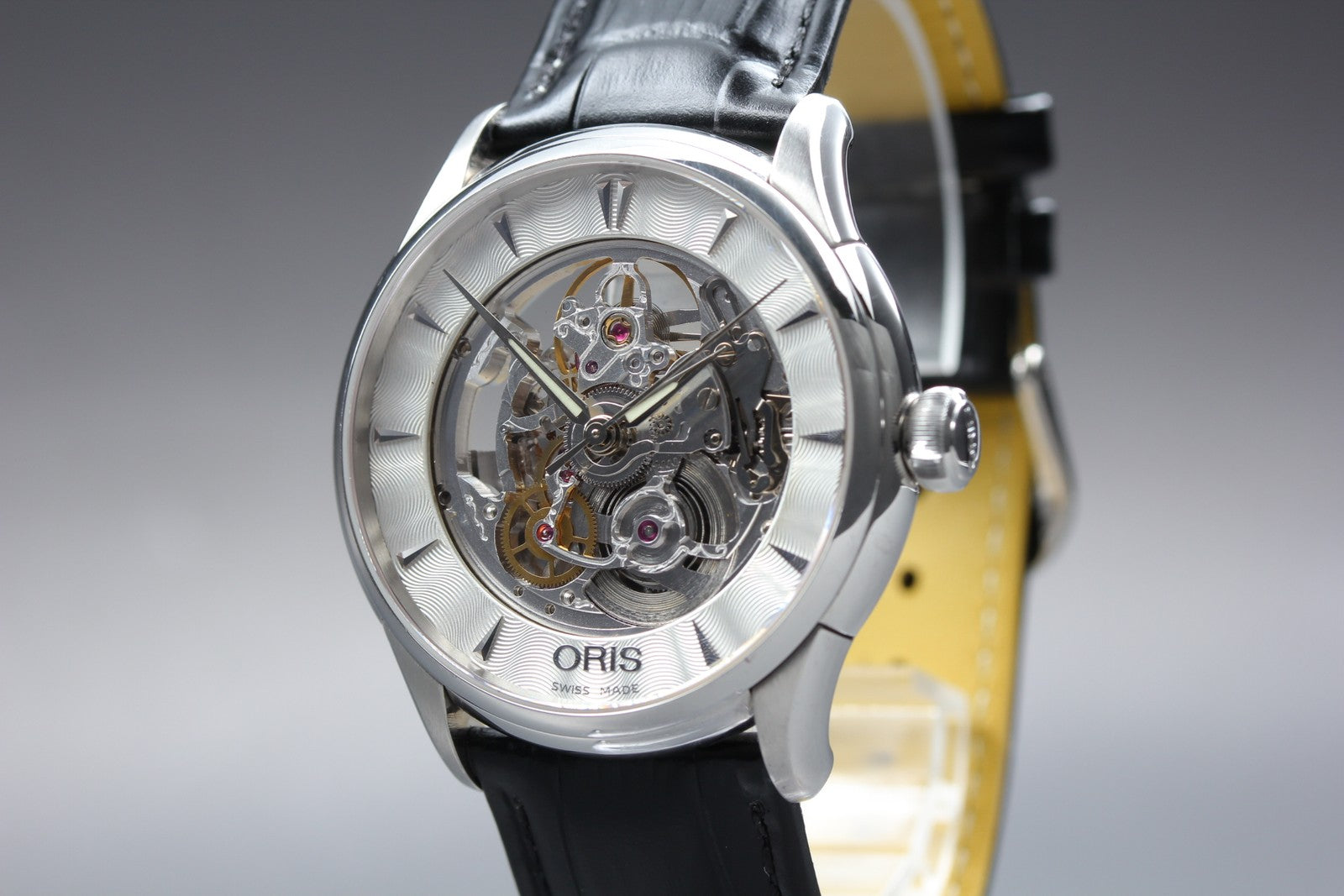 ORIS Artelier Skeleton 7591-01 Date Silver Black 39mm Automatic Men's Watch