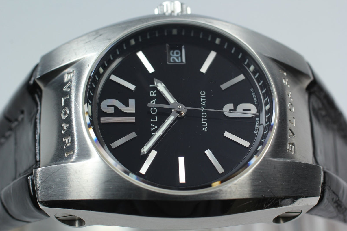 BVLGARI Ergon EG35S Automatic Black Dial Date Men's Watch 35mm JAPAN Box