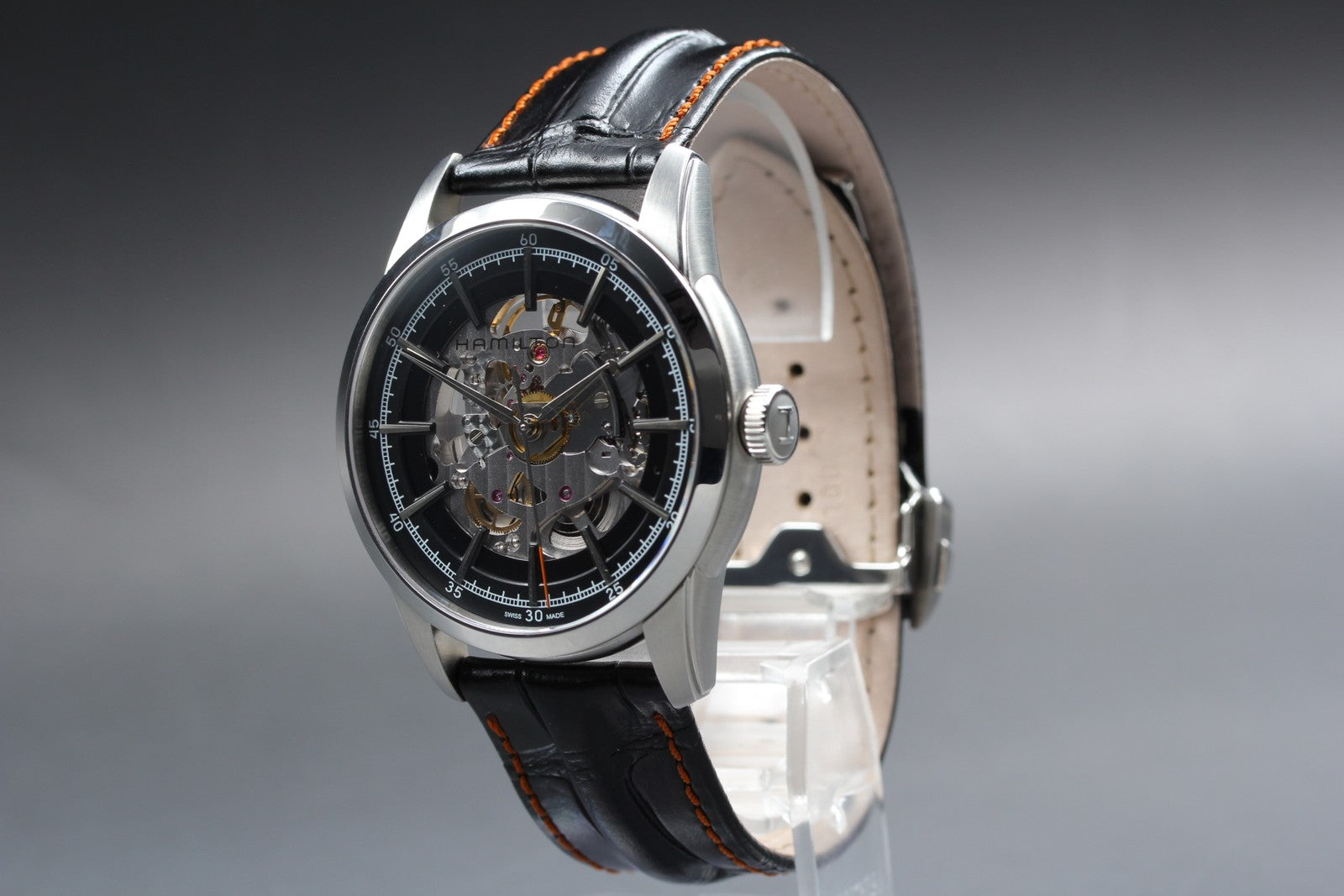 HAMILTON RAIL ROAD H406550 SKELETON 41mm Black Automatic Men's Watch [Box]