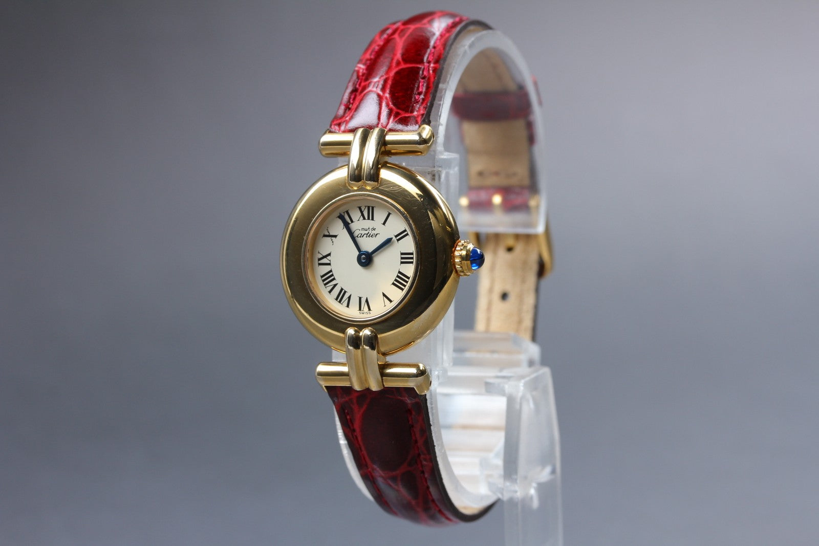 Vintage [Exc+5 Box] Cartier Must Colisee Vermeil 590002 Red Women's Quartz Watch