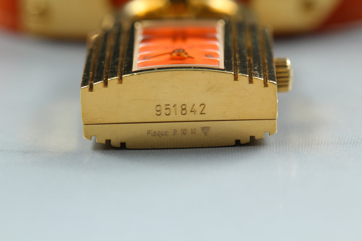 [Overhauled /Box] HERMES Kelly Watch Orange Dial Gold "A" Woman's Watch Quartz