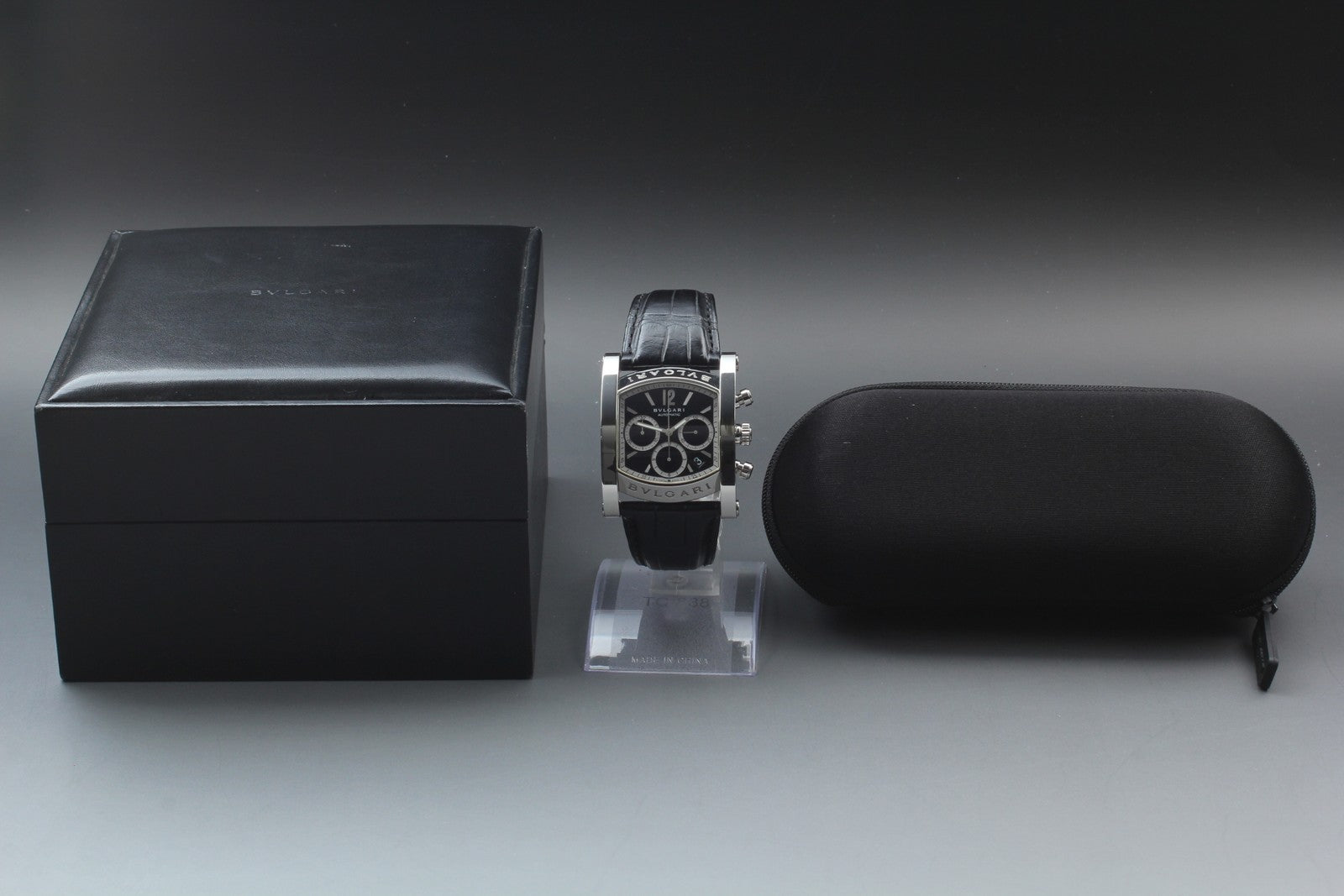 [w/ Box] BVLGARI Assioma AA48SCH Chronograph Black 38mm Automatic Men's Watch