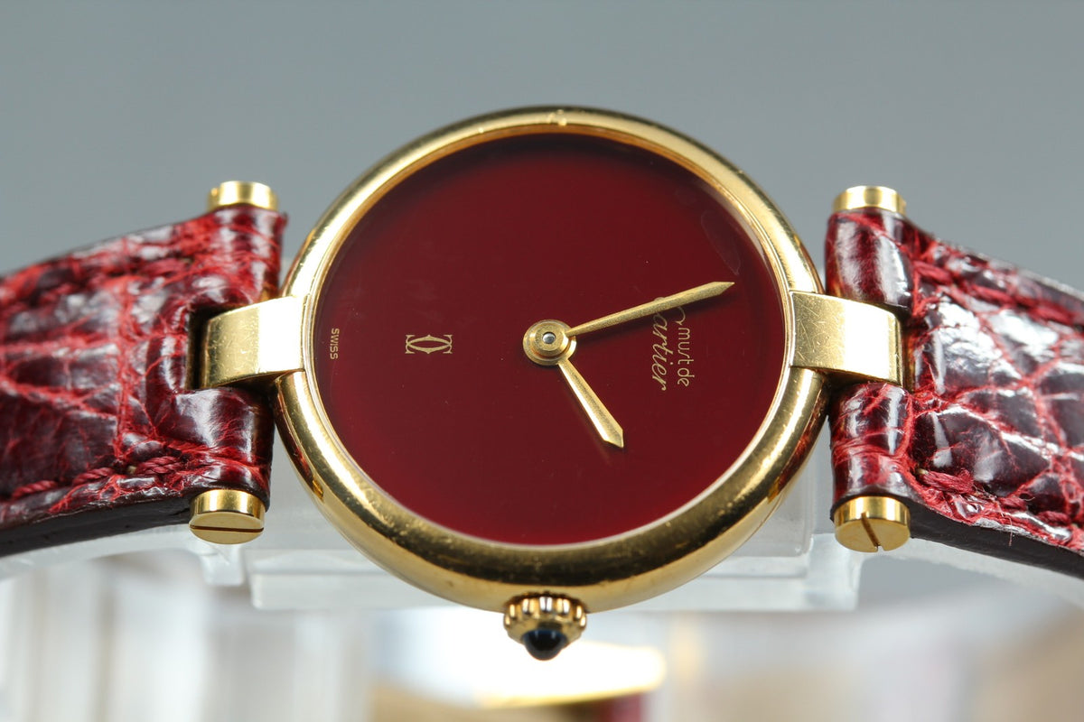 Cartier Must de Cartier Vendome 24mm Red Gold Women's Qz Watch Vintage [Pouch]