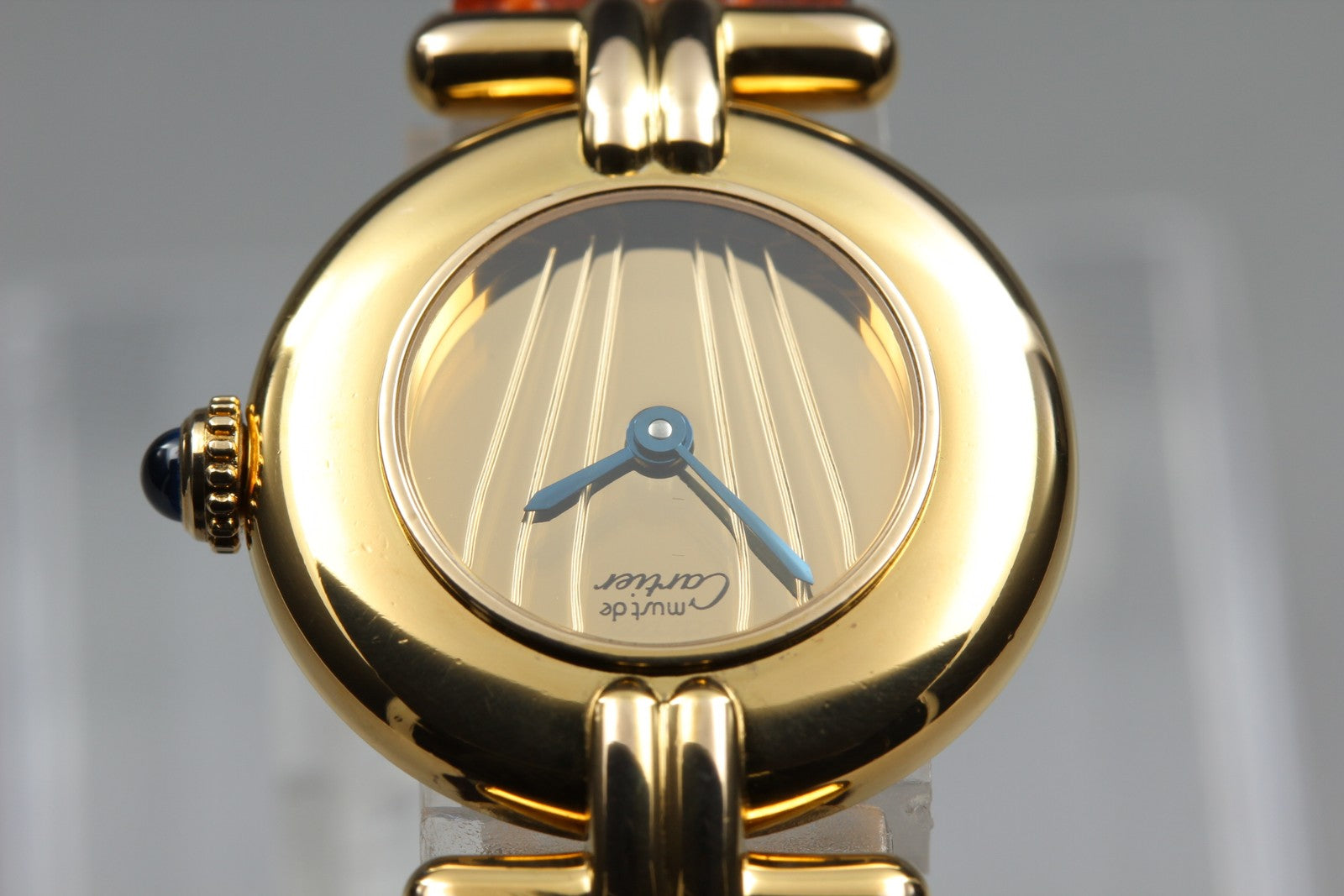 Vintage Cartier Must Colisee Vermeil 590002 Gold Brown Women's Qz Watch [Box]