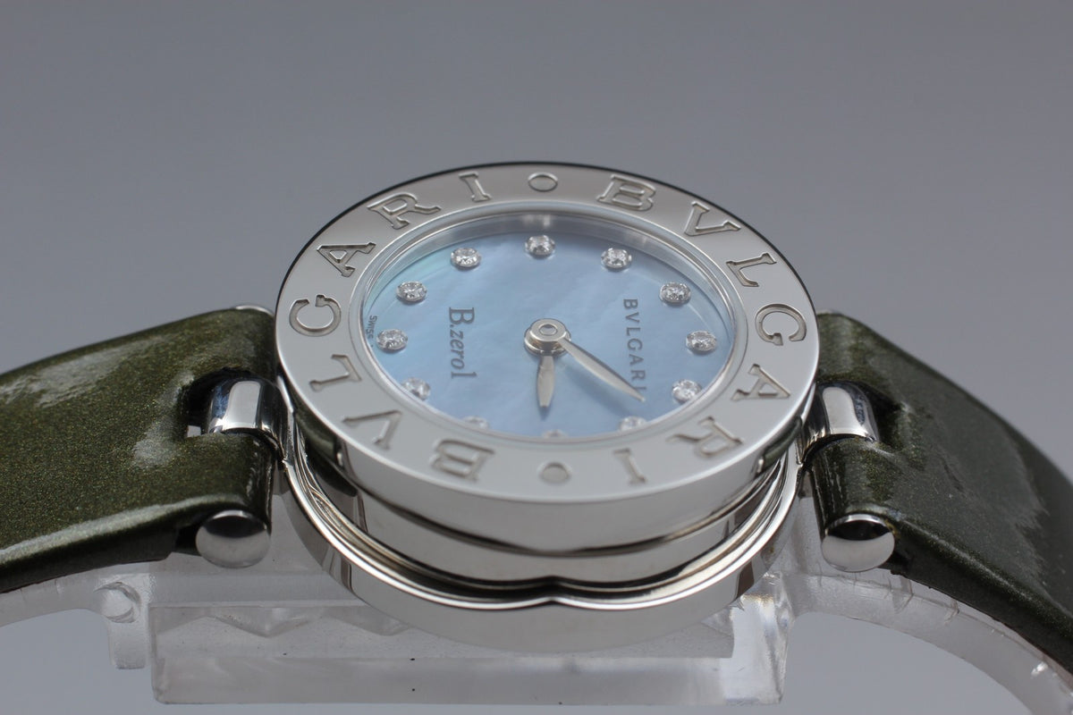New Batt BVLGARI B-zero1 BZ22S Quartz Blue Dial Women's Watch 22mm JAPAN Box