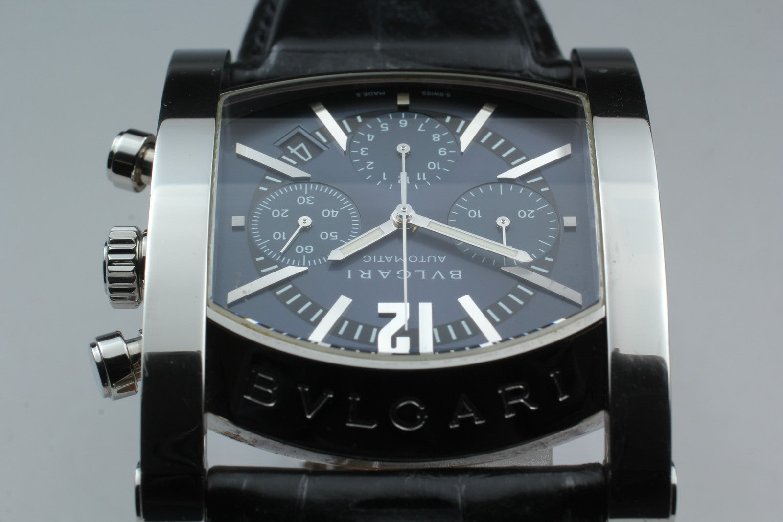 BVLGARI Assioma AA48SCH Automatic Chronograph Black Men's Watch 38mm From JAPAN