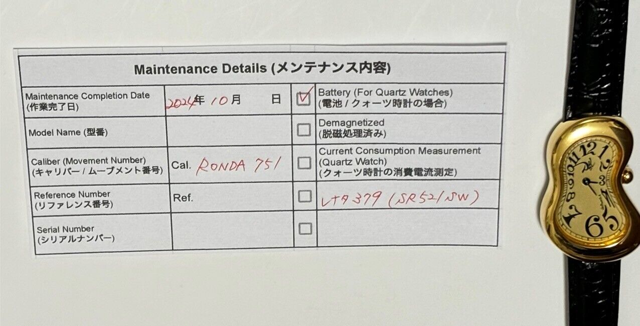 New Battery [N MINT-] Salvador Dali softwatch Exaequo 022146 Gold Men's Qz Watch