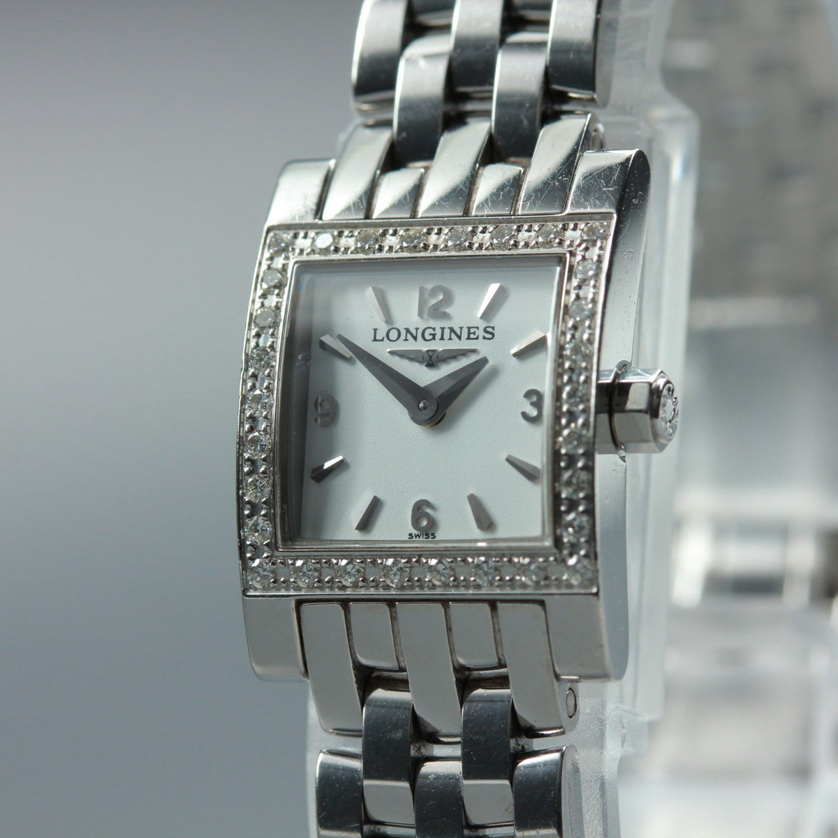 LONGINES Dolce Vita L5.161.0 Quartz Diamond Bezel White Women's Watch 16mm JAPAN