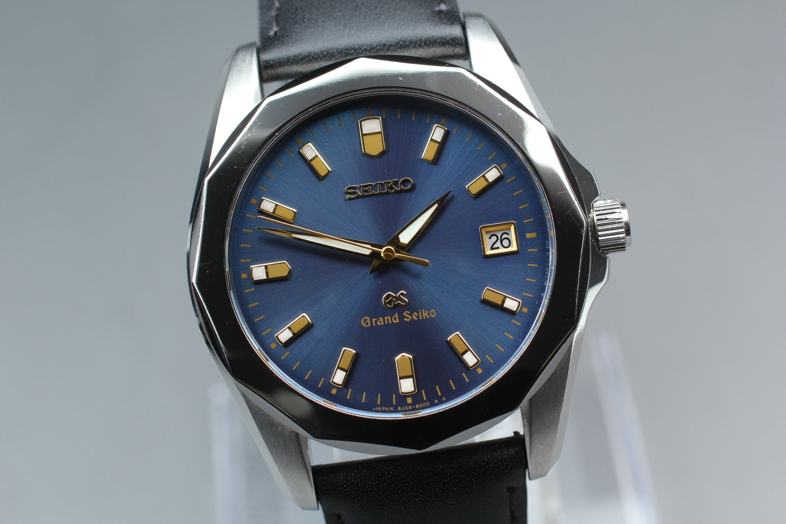 New Batt* SEIKO Grand Seiko 8J56-8000 SBGF003 Blue Quartz Men's Watch 36mm Exc+5